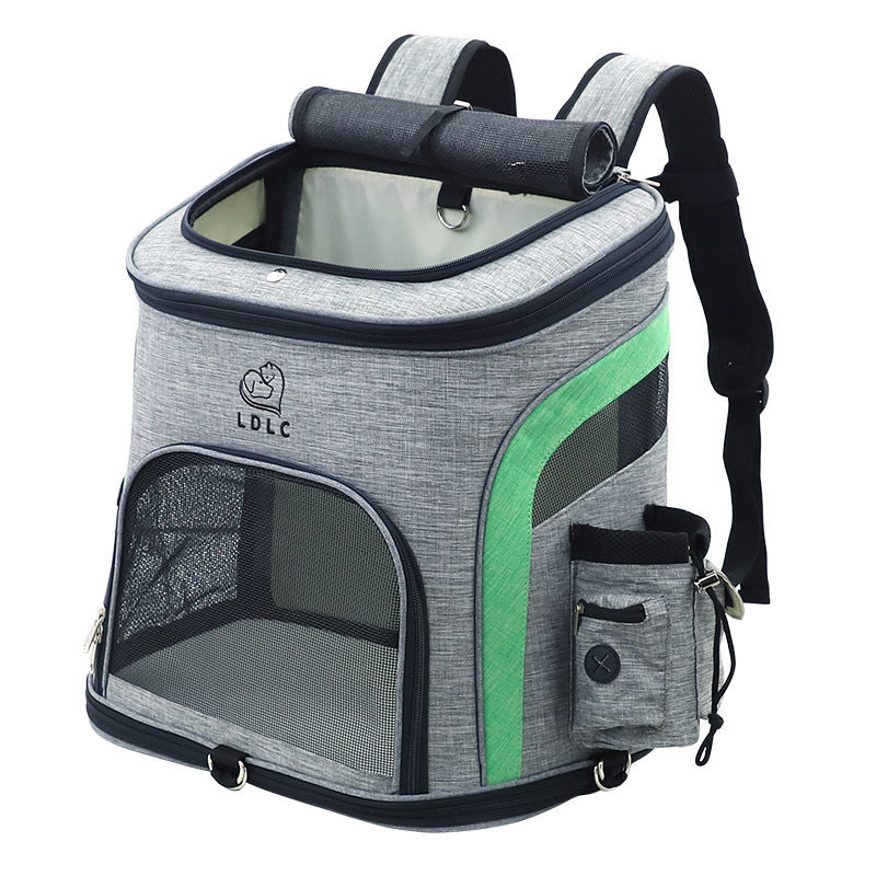Voyager Backpack Carrier in Green with cat inside